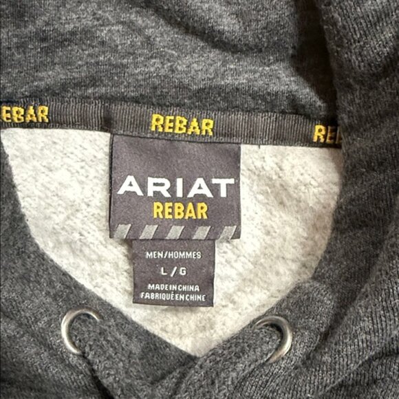 Ariat Men’s Rebar Workman DuraCanvas Hoodie In Charcoal Heather Size Large - Picture 6 of 8